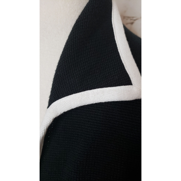 White + Warren Black Cardigan w/White Trim Sz Sm - Picture 3 of 6